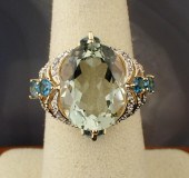 PRASIOLITE, BLUE TOPAZ AND DIA