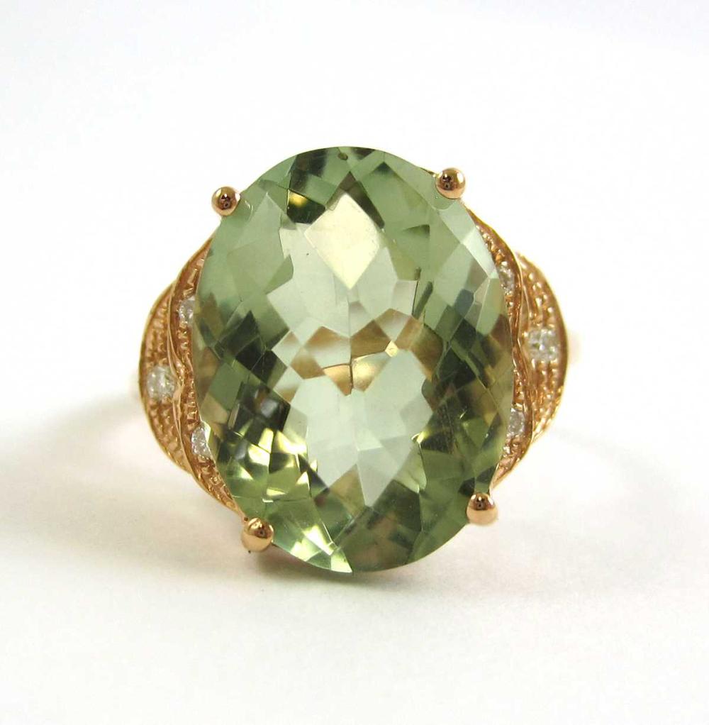 PRASIOLITE, DIAMOND AND FOURTEEN