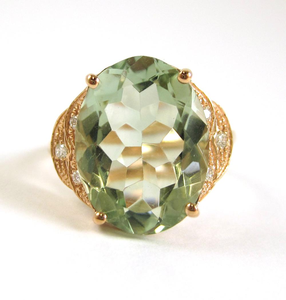 PRASIOLITE, DIAMOND AND FOURTEEN