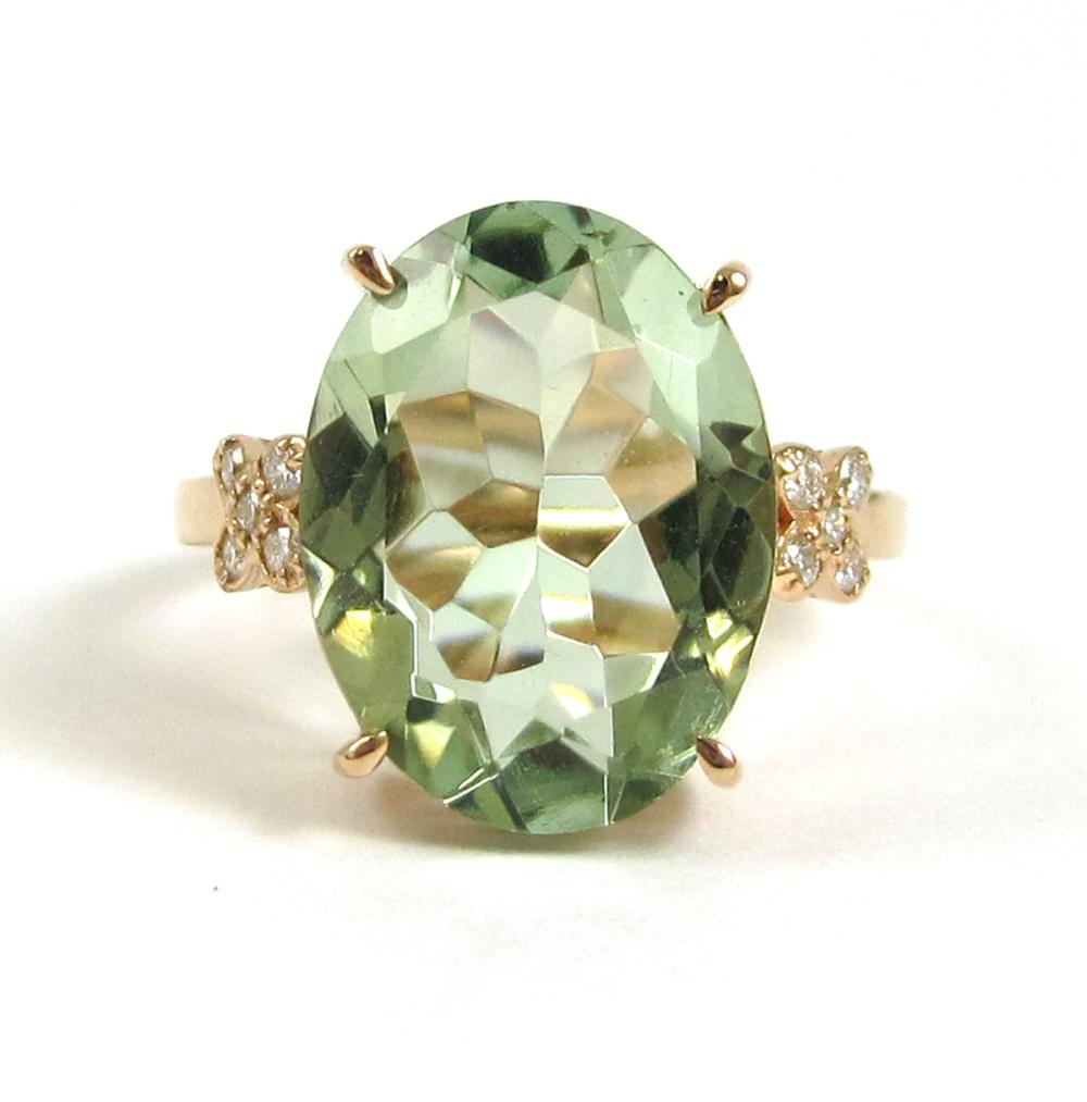 PRASIOLITE, DIAMOND AND FOURTEEN