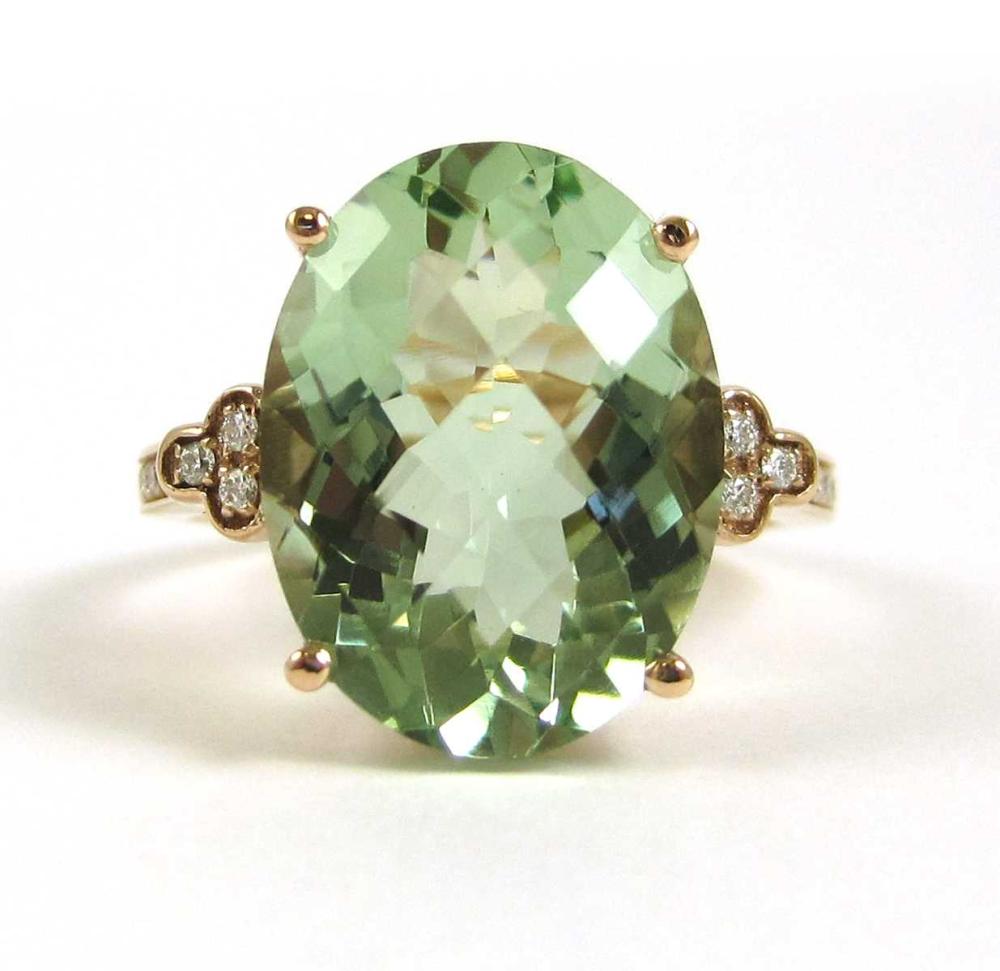 PRASIOLITE, DIAMOND AND FOURTEEN