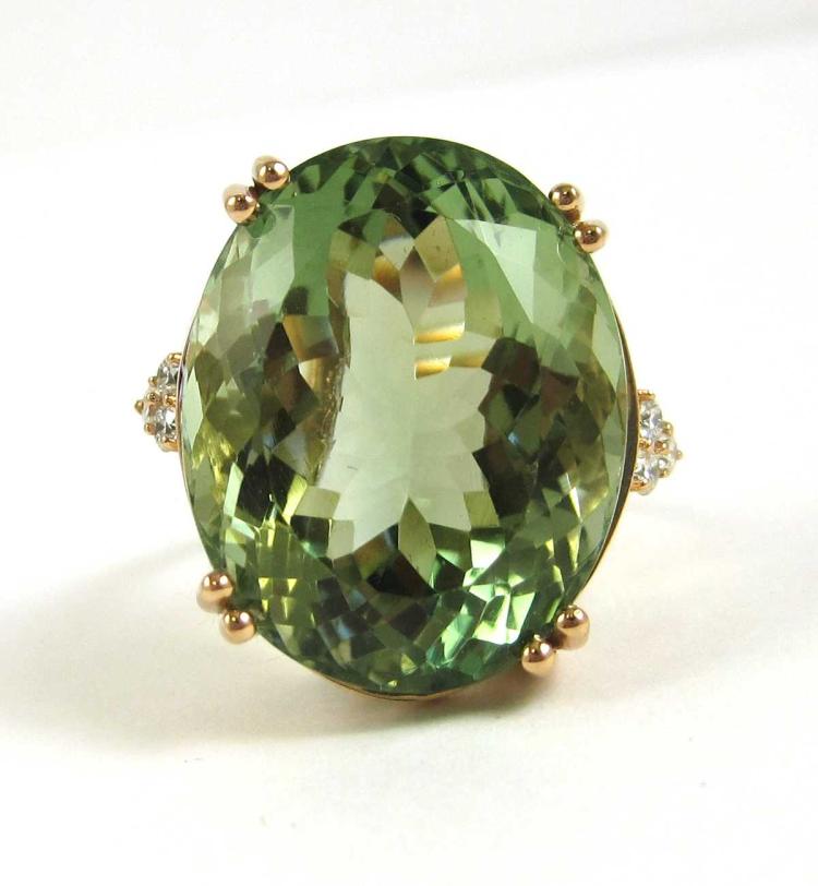 PRASIOLITE, DIAMOND AND FOURTEEN