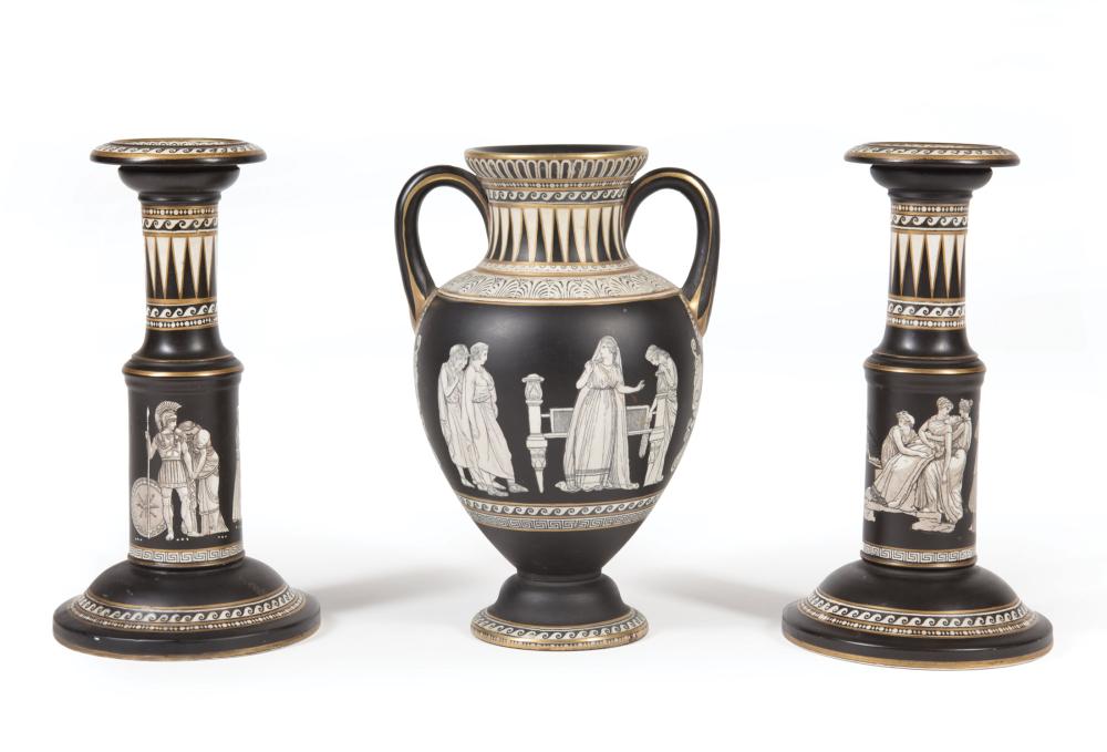 PRATTWARE BLACK AND WHITE POTTERY