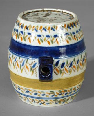 Prattware spirits barrel, 1818,