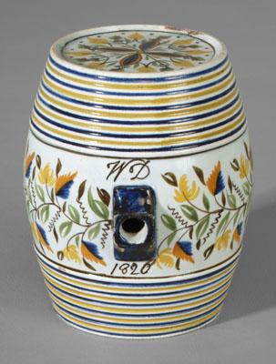 Prattware spirits barrel, 1820,