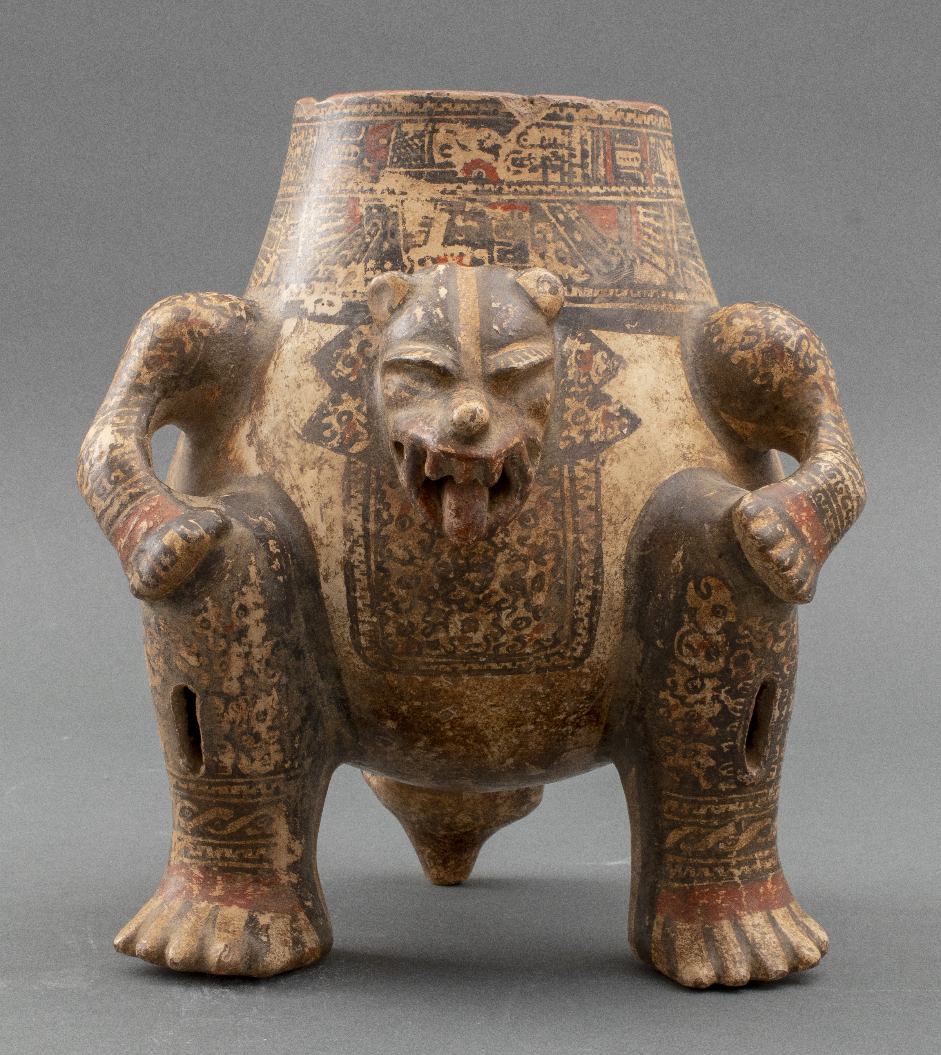 PRE-COLUMBIAN CERAMIC JAGUAR EFFIGY