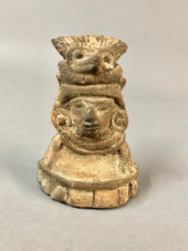 PRE-COLUMBIAN POTTERY BUST OF