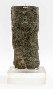 PRECOLUMBIAN GREEN CARVED STON