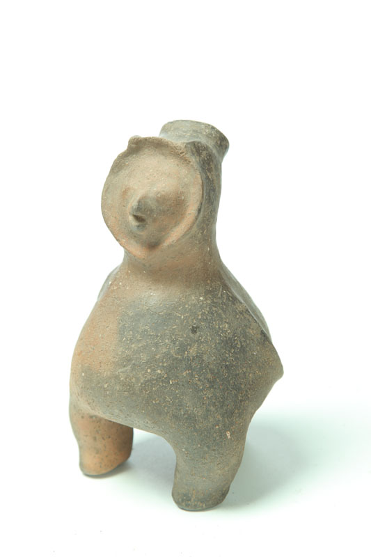 PREHISTORIC POTTERY EFFIGY BOTTLE.