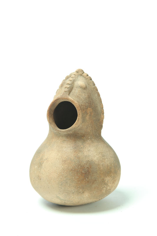 PREHISTORIC POTTERY EFFIGY BOTTLE.