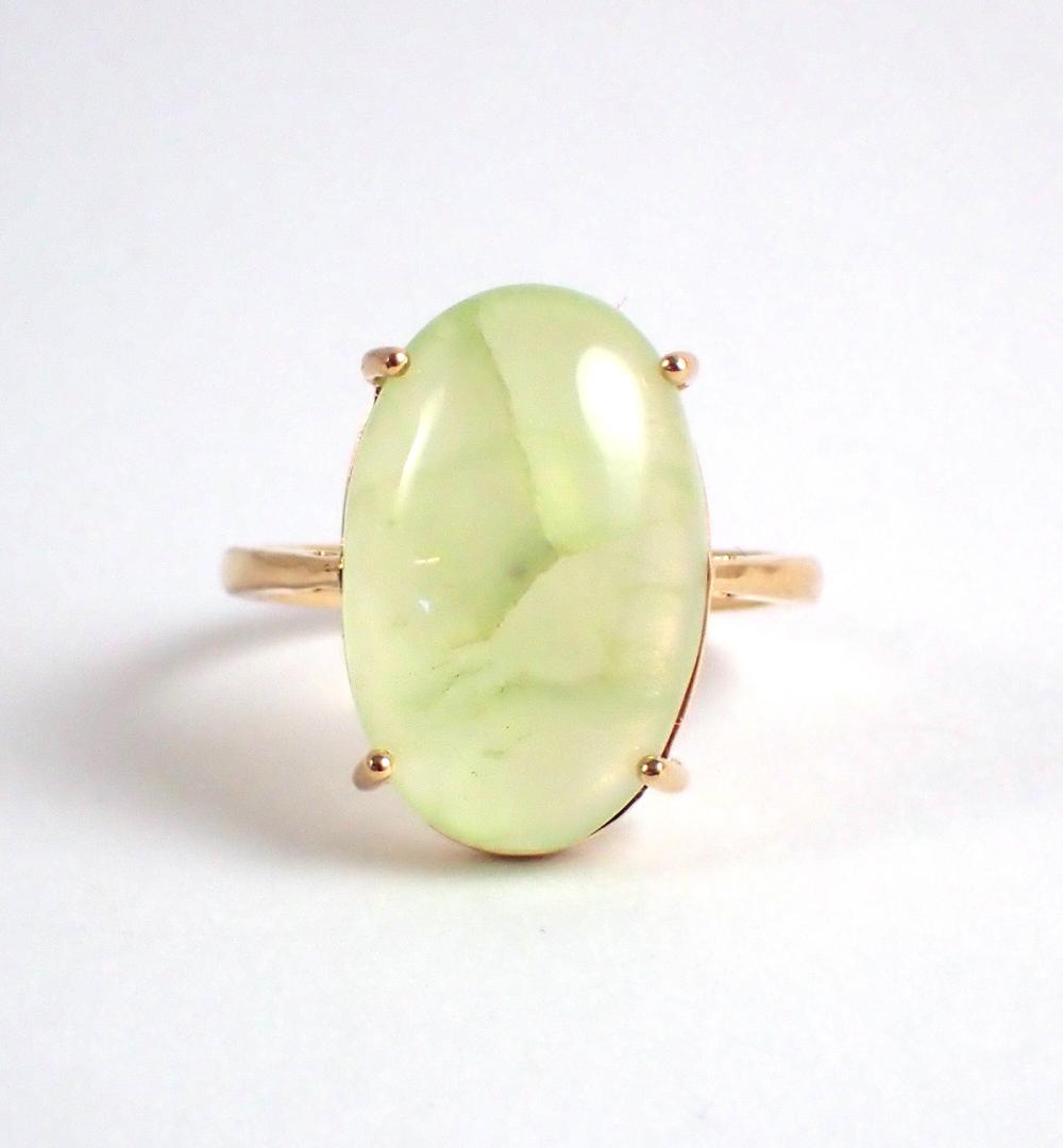 PREHNITE AND FOURTEEN KARAT GOLD