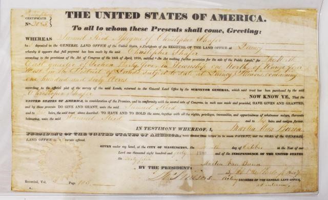 PRES. MARTIN VAN BUREN SECTY SIGNED