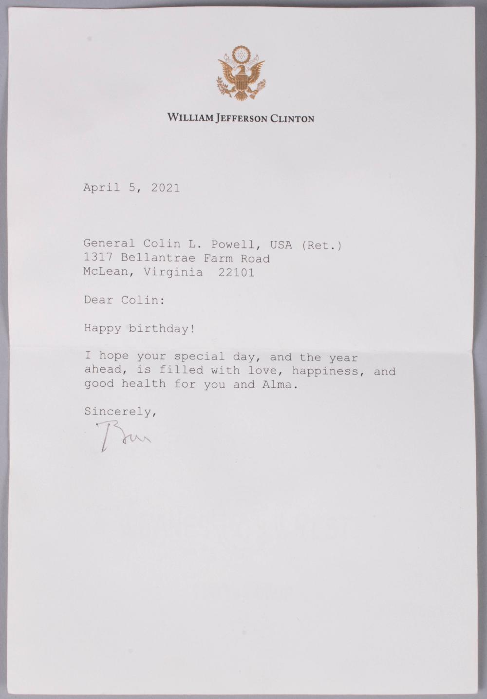 PRESIDENT BILL CLINTON, TYPED