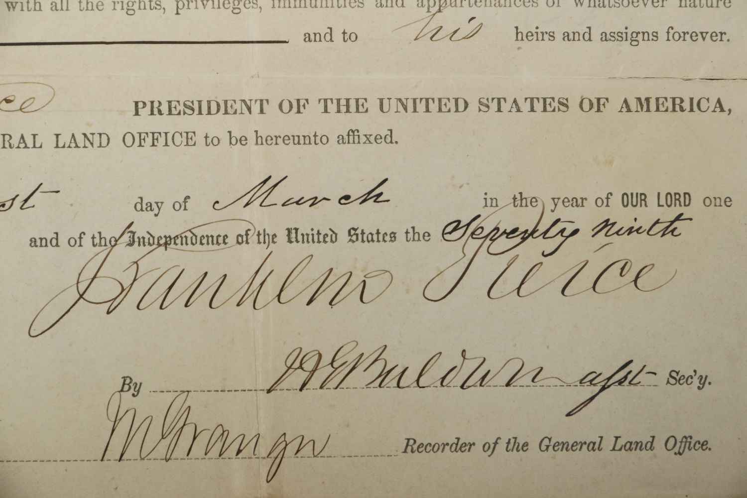 PRESIDENT FRANKLIN PIERCE