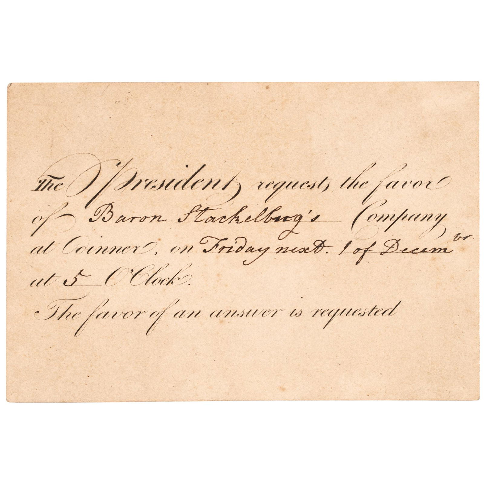 PRESIDENT MADISON DINNER