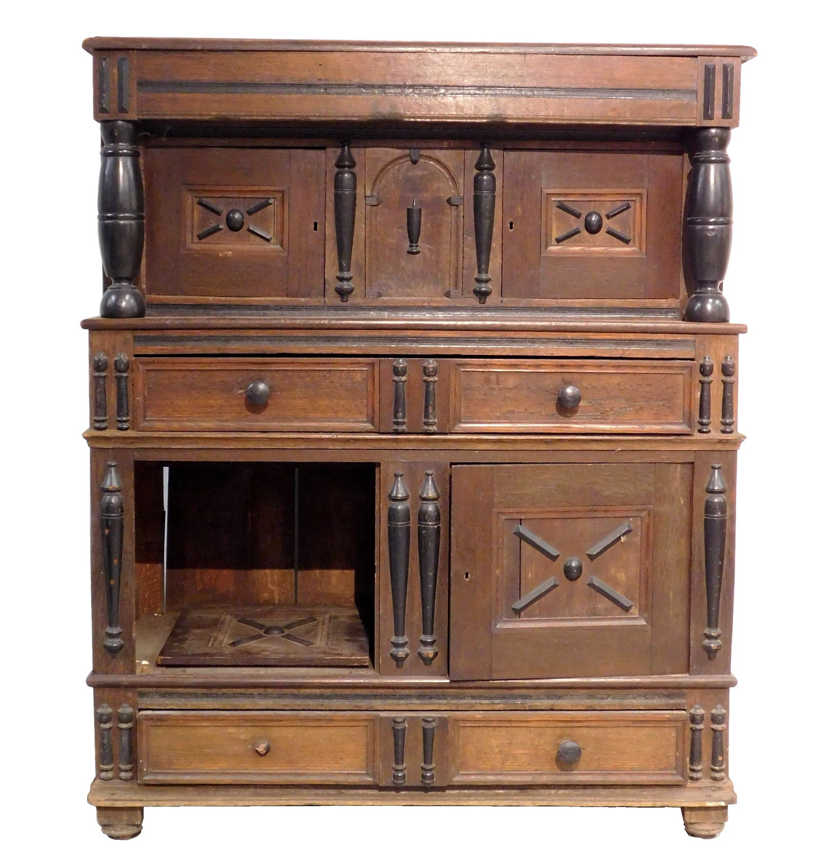 PRESS CUPBOARD, AMERICAN, OAK AND