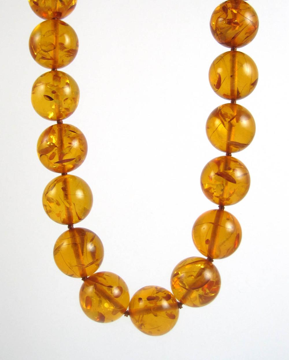 PRESSED BALTIC AMBER BEAD NECKLACE,