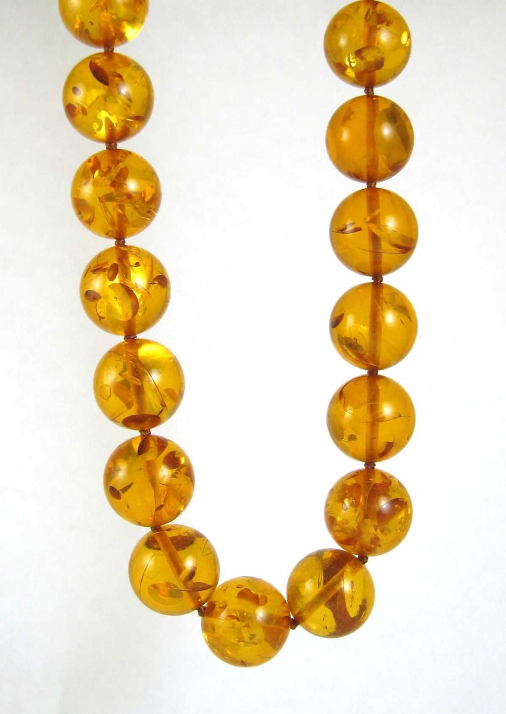 PRESSED BALTIC AMBER BEAD NECKLACE,