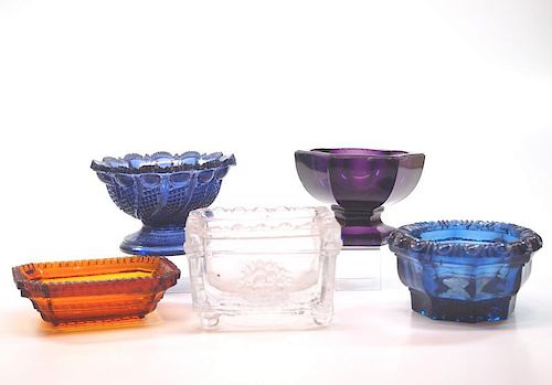 PRESSED & LACY GLASS SALT DISHES,