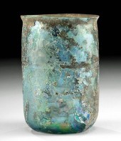 PRETTY ROMAN GLASS CUP W/ BRIL