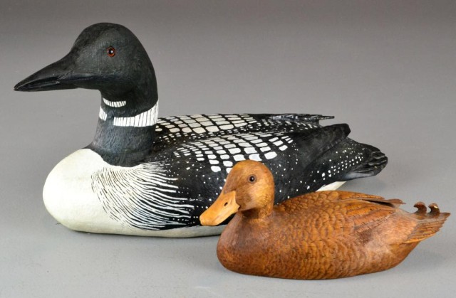 Pr.Hand Carved & Painted Duck