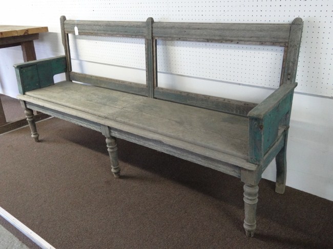 Primitive 19th c. bench. 83''