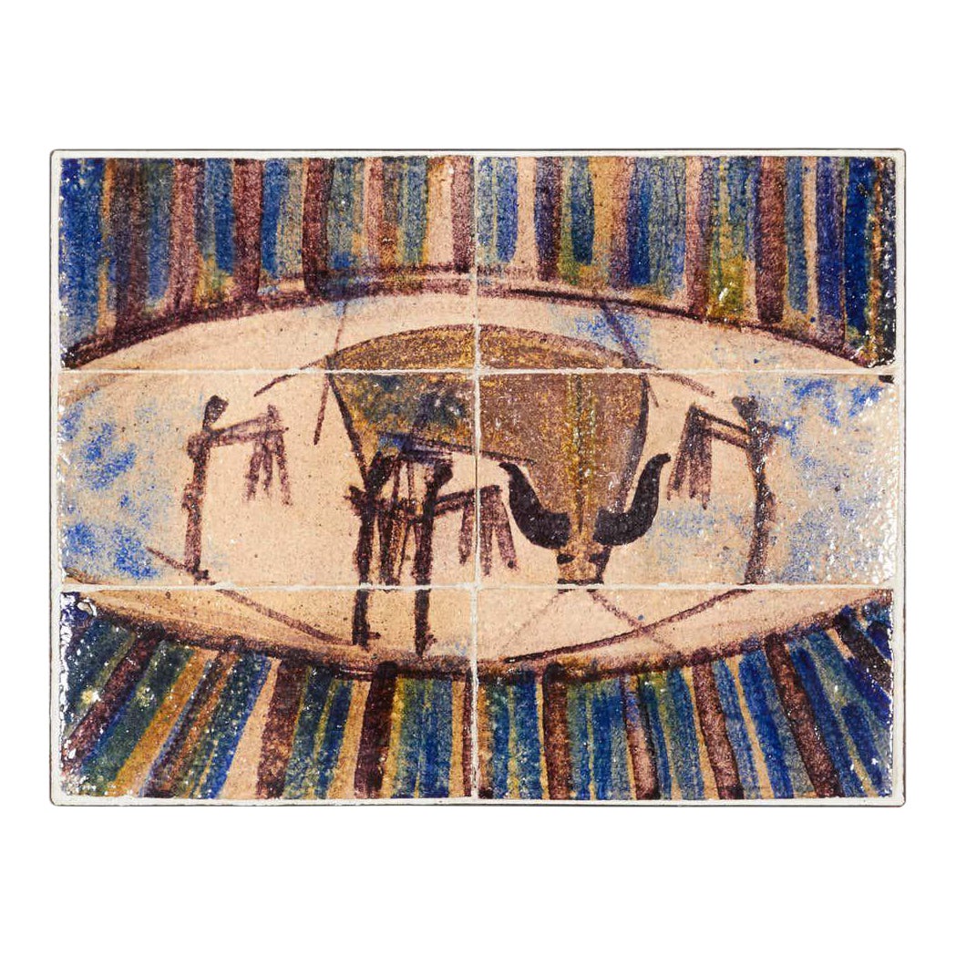 PRIMITIVE ABSTRACT GLAZED TILE WALL