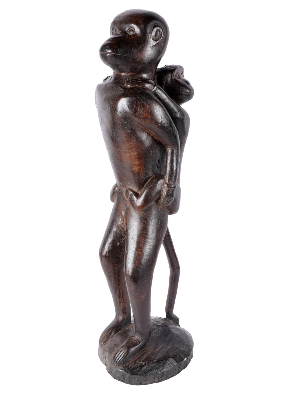 PRIMITIVE CARVED WOOD MONKEY