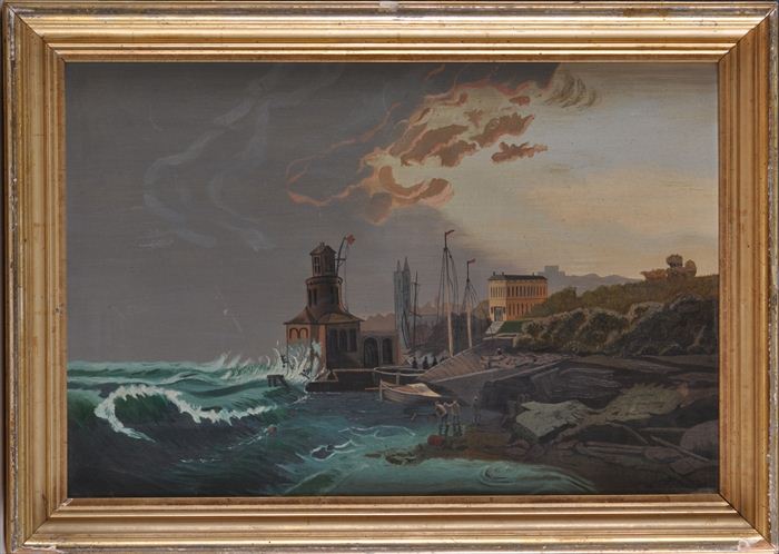 PRIMITIVE COASTAL VIEW Oil on