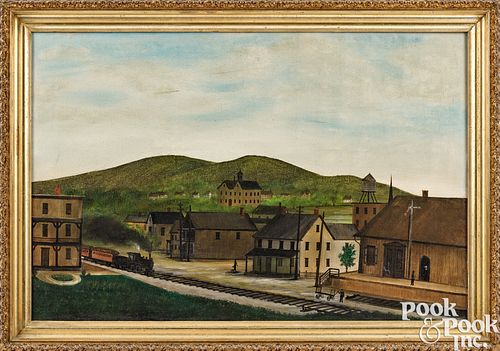 PRIMITIVE FOLK ART OIL ON CANVAS
