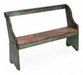 PRIMITIVE GREEN-PAINTED BENCH
