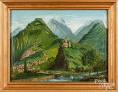 PRIMITIVE OIL ON CANVAS LANDSC