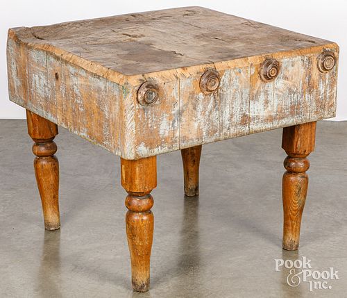 PRIMITIVE PAINTED BUTCHER BLOCK,