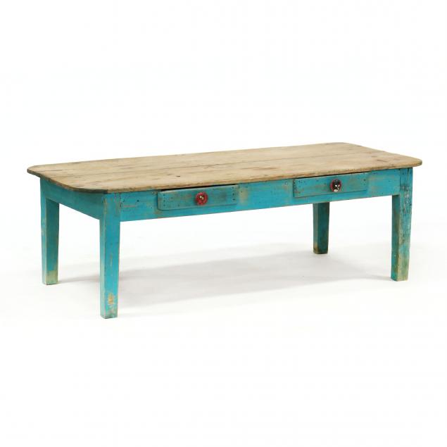 PRIMITIVE PAINTED PINE TWO DRAWER
