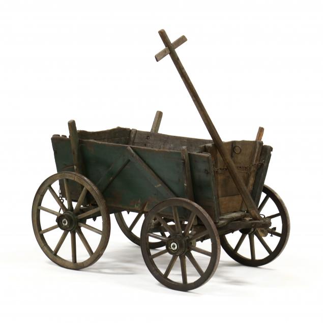 PRIMITIVE PAINTED WOOD CART Late