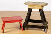 PRIMITIVE PAINTED WORK STOOL,