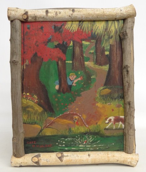 Primitive painting oil on canvas