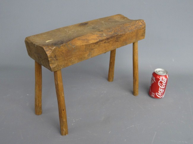 Primitive peg leg bench. 16'' W