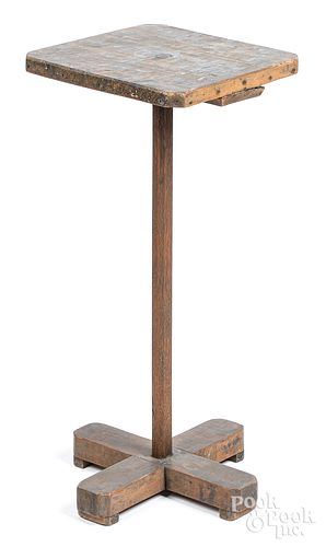 PRIMITIVE PINE AND OAK CANDLESTAND,