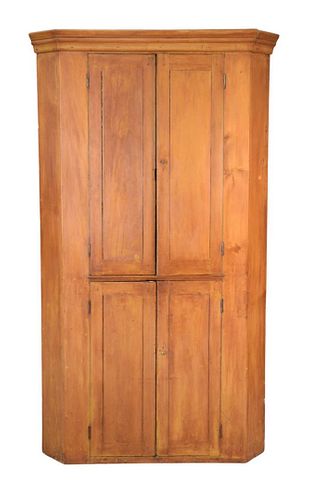 PRIMITIVE PINE CORNER CUPBOARD WITH