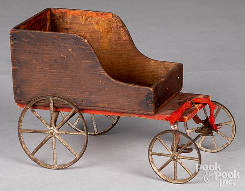 PRIMITIVE PINE DOLL WAGON, 19TH