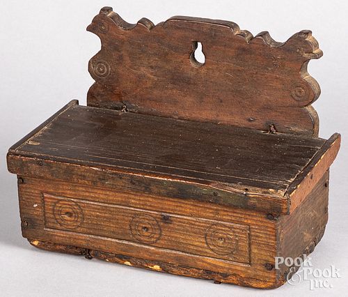 PRIMITIVE PINE HANGING WALL BOX,