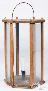 PRIMITIVE PINE LANTERN, 19TH C