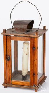 PRIMITIVE PINE LANTERN, 19TH C
