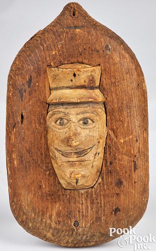 PRIMITIVE PINE POCKET MIRROR,