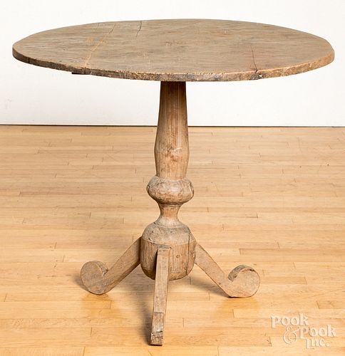 PRIMITIVE PINE TEA TABLE, 19TH