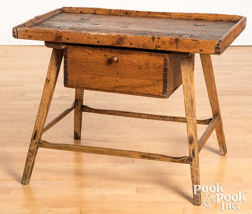 PRIMITIVE PINE TRAY TOP TABLE, 19TH