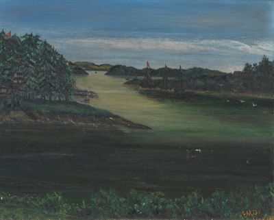 Primitive Riverscape Painting