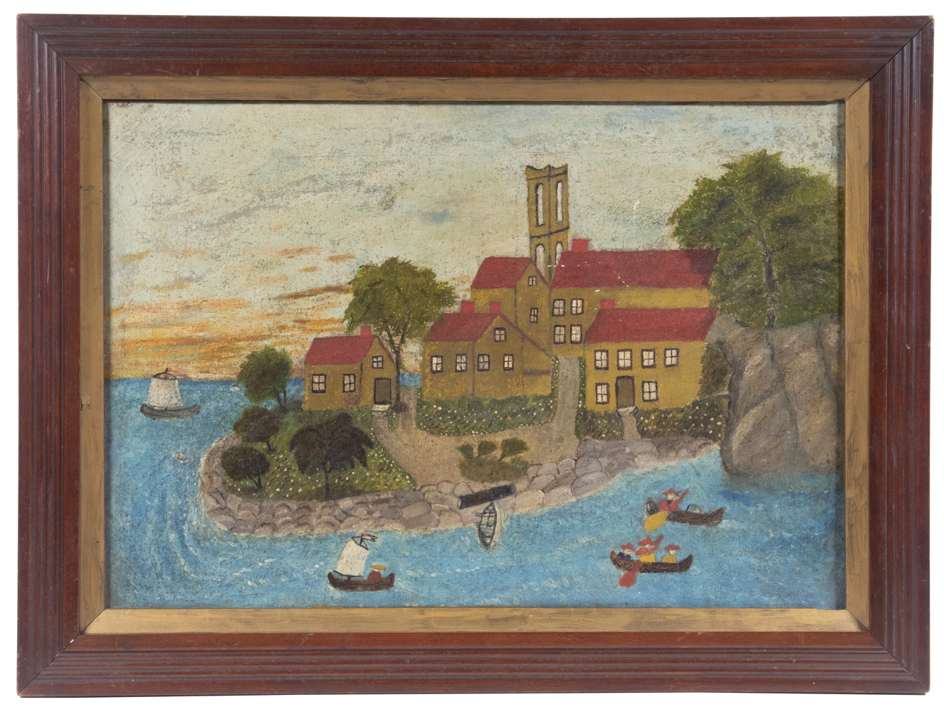 PRIMITIVE SEASCAPE WITH VILLAGE
