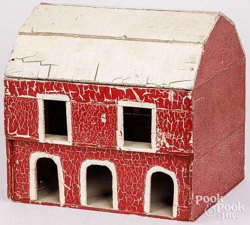 PRIMITIVE TOY BARN MODEL, EARLY